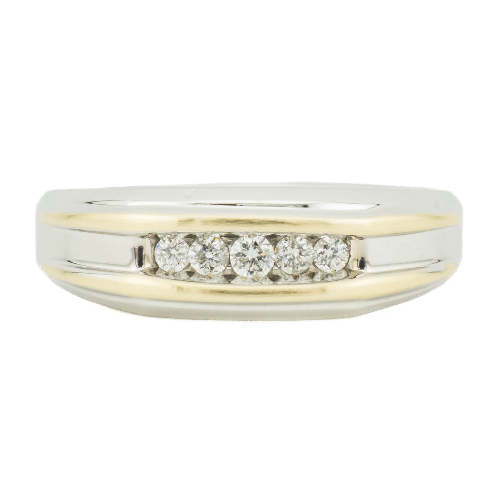 0.25ctw Round Diamond Gent's Wedding Band Ring in 14K Two Tone Gold - Size 14