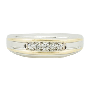 0.25ctw Round Diamond Gent's Wedding Band Ring in 14K Two Tone Gold - Size 14