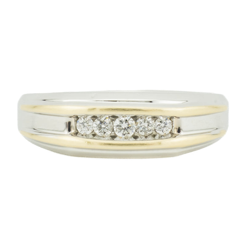 0.25ctw Round Diamond Gent's Wedding Band Ring in 14K Two Tone Gold - Size 14
