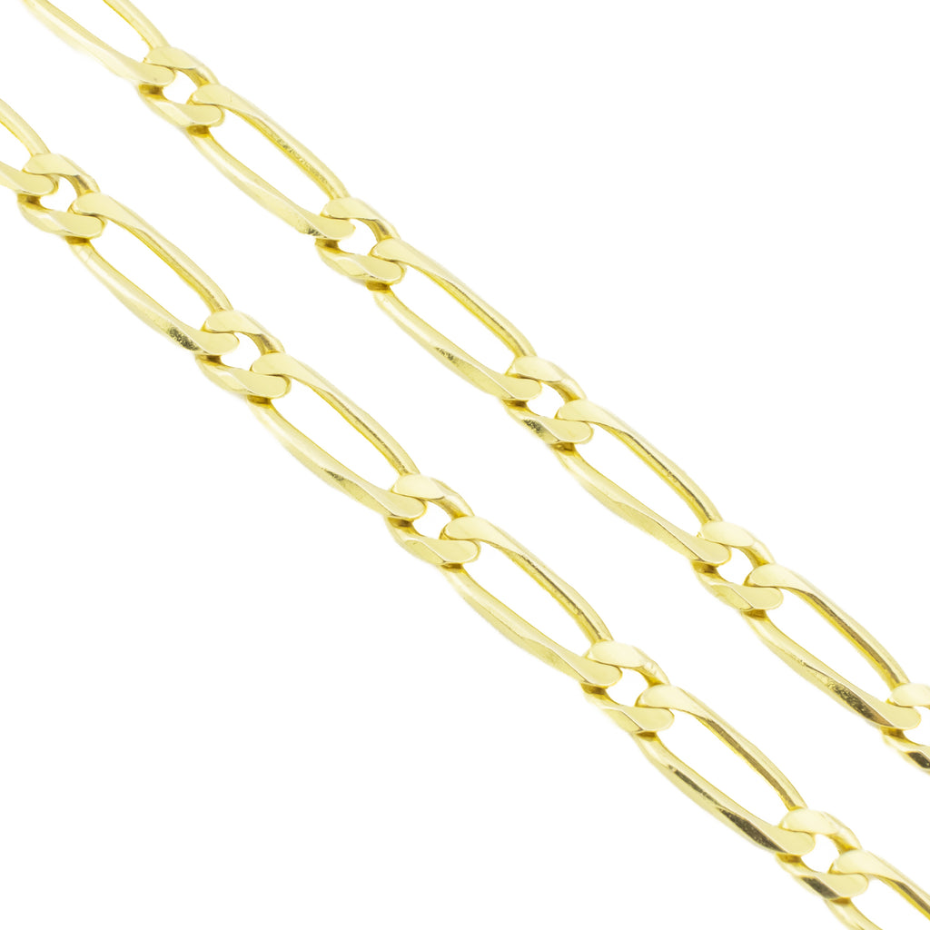 5mm Wide Figaro Chain 20" Necklace in 14K Yellow Gold - 24 Grams