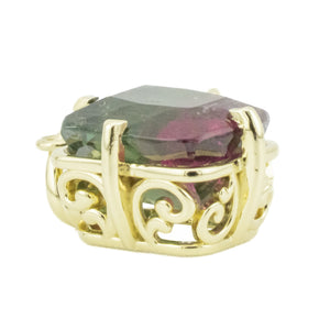 GIA 4.53ctw Watermelon Tourmaline Solitaire Gemstone Pendant in 14K Yellow Gold