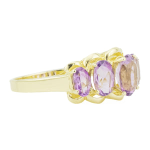 3.00ctw Oval Cut Amethyst Accented Gemstone Ring in 14K Yellow Gold - Size 6