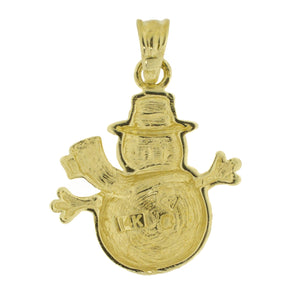 1" Snowman Pendant Charm in 14K Yellow Gold