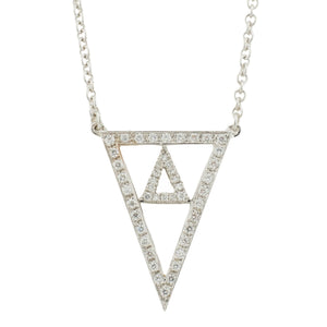 0.50ctw Diamond Accented Triangular Necklace 18" in 18K White Gold - 6.9 Grams