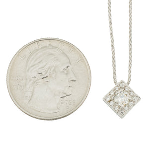 0.30ctw Round Brilliant Diamond and Diamond Accented Pendant on 16" Chain in 18K White Gold