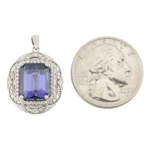 6.24ctw Lab Grown Sapphire & Diamond Accented Pendant in 14K White Gold