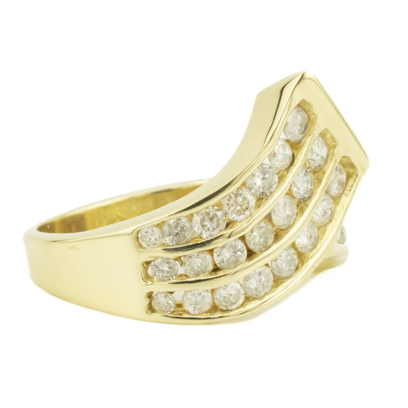 1.00ctw Round Brilliant Diamond Accented Cluster Ring in 10K Yellow Gold - Size 6.5