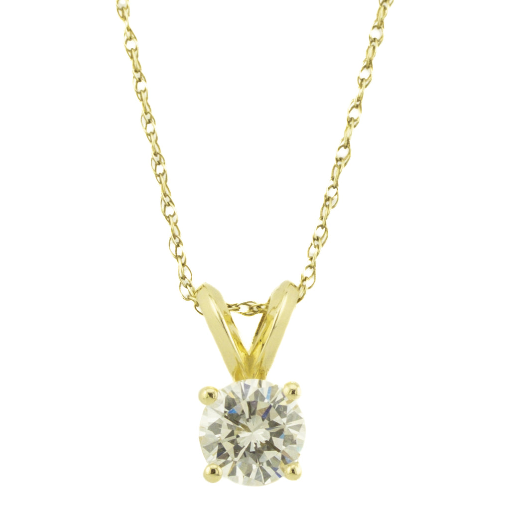 0.46ctw Round Diamond Solitaire Pendant in 14K Yellow Gold - Chain Not Included