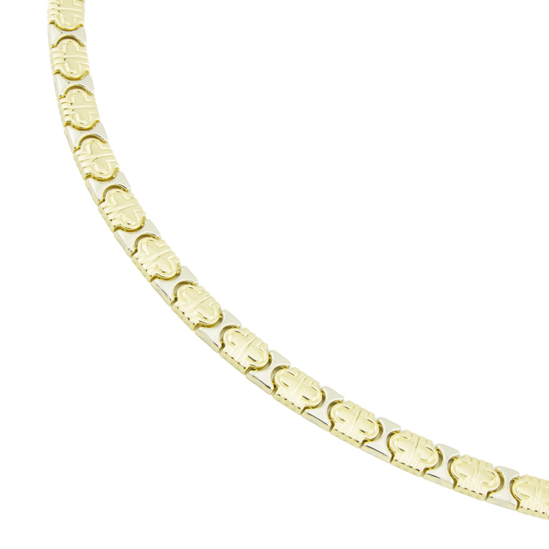 9mm Wide Fancy 16" Necklace in 18K Two-Tone Gold - 36 Grams