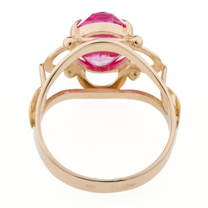 10.12ctw Lab Pink Sapphire Ring in 14K Rose Gold - Size 9