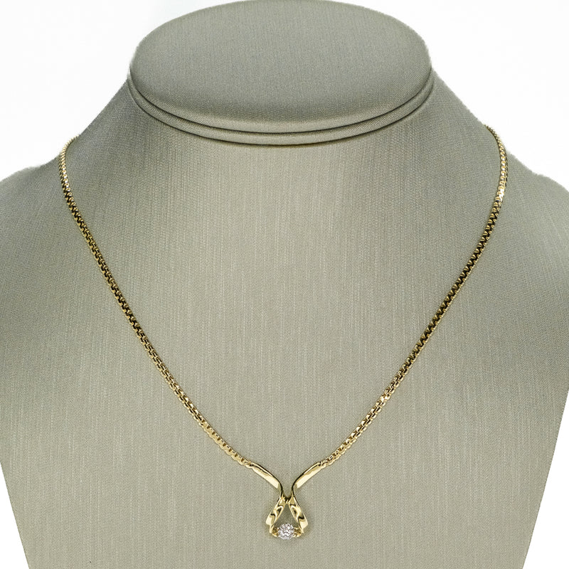 0.1ct Round Diamond Solitaire 16" Necklace in 14K Yellow Gold