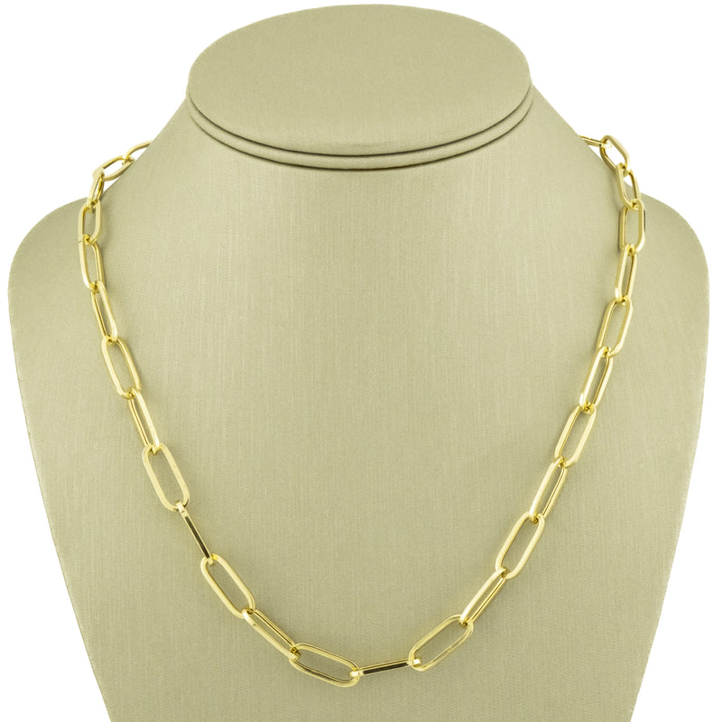 6.5mm Wide Paperclip Link 18" Chain Necklace in 14K Yellow Gold