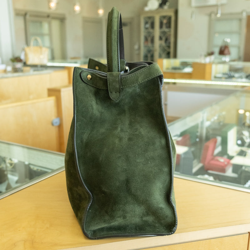 FENDI Peekaboo X-Lite Large Suede Bag Dark Green