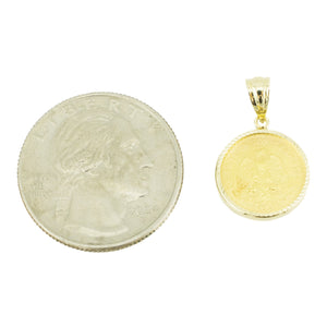 Dos Pesos Coin Pendant in 14K Yellow Gold