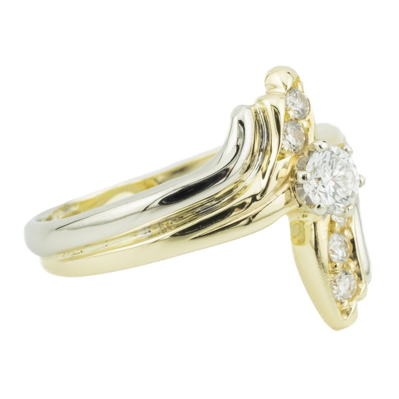0.53ctw Round Brilliant Diamond Accented Fashion Ring in 14K Two-Tone Gold - Size 9.5