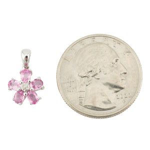 0.60ctw Pink Topaz & Diamond Flower Gemstone Necklace in 14K White Gold - 1.9grams