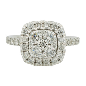 1.50ctw Diamond Cluster Engagement Ring in 14K White Gold -Size 7