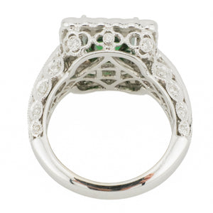 1.55ct Princess Cut Lab Emerald w/ 1.00ct Diamond Accents Gemstone Ring in 18K White Gold - Size 6.5