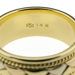 7.75mm Wide Gold Band Ring in 14K Tri-Tone Gold - Size 6.75