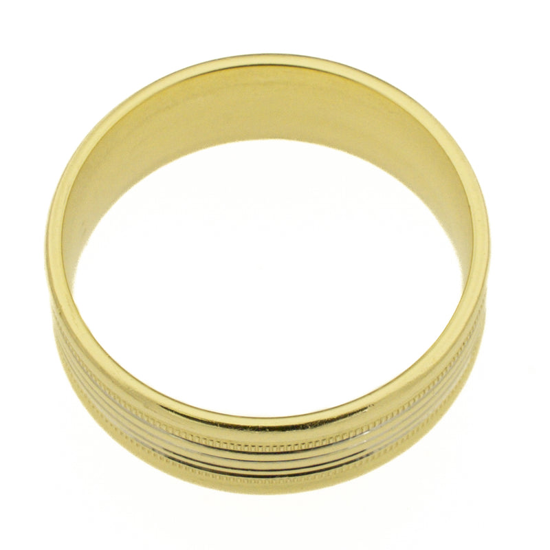 8mm Wide Benchmark Comfort-Fit Gold Wedding Band Ring in 14K Two Tone Gold - Size 12.5
