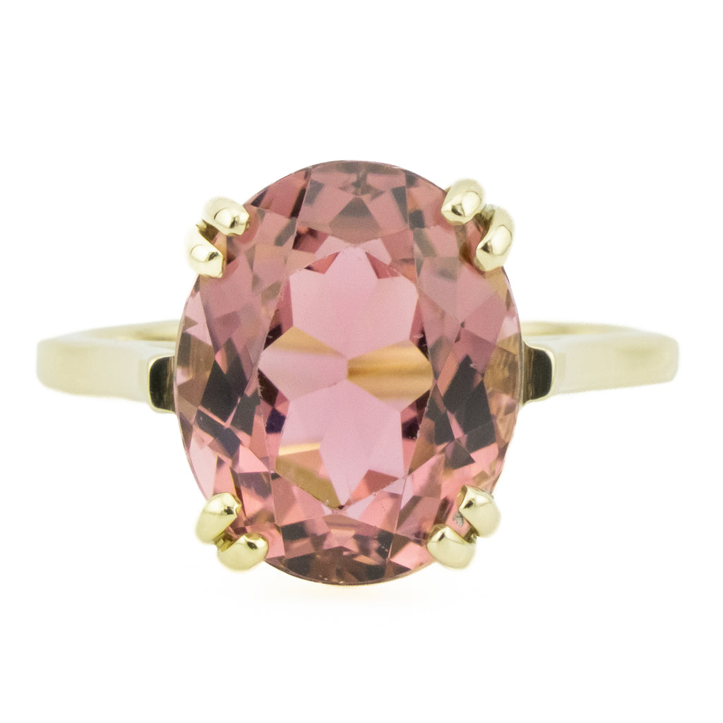 9.28ctw Pink Tourmaline Gemstone Ring in 14K Yellow Gold - Size 5.5