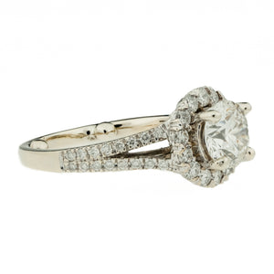 1.06ctw European Cut Diamond with Diamond Accents Engagement Ring in 14K White Gold - Size 4.5