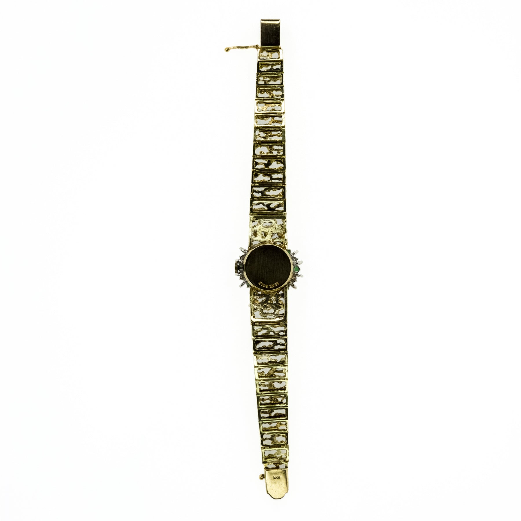 Paul Peugeot Vintage Diamond Emerald Ladies Watch in 14K Two
