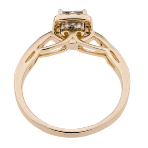 0.62ctw Diamond Illusion Cluster Engagement Ring in 14K Rose Gold Size 9