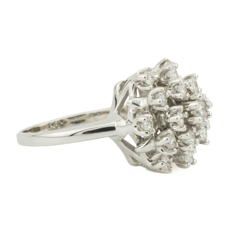 1.00ctw Round Brilliant Diamond Accented Cluster Ring in 14K White Gold - Size 7.5