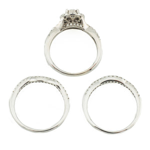 0.25ctw Round Diamond H/I1 & Accented Bridal Wedding Set in 14K White Gold - Size 7.25