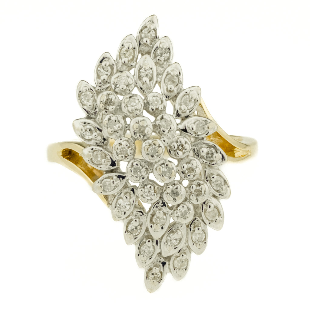 0.40ctw Round Brilliant Diamond Accented Cluster Ring in 14K Two-Tone Gold - Size 6