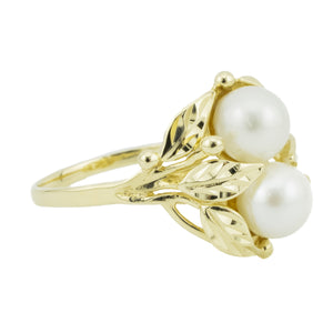 Fashion Pearl Gold Ring in 14K Yellow Gold - Size 9