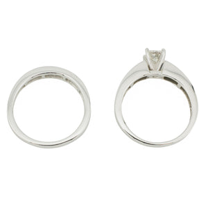 0.50ctw Princess Cut Diamond w/ Diamond Accented Wedding Set in 14K White Gold - Size 8
