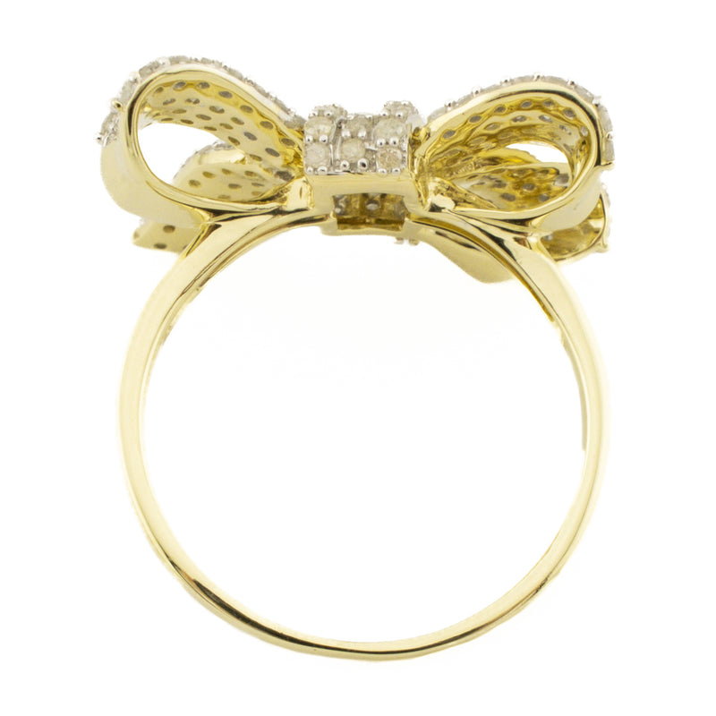 1.33ctw Multi Diamond Bow Ring in 10K Yellow Gold - Size 9.25