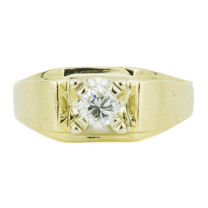 0.60ctw Round I/SI2 Diamond Solitaire Men's Ring in 14K Yellow Gold - Size 9.5
