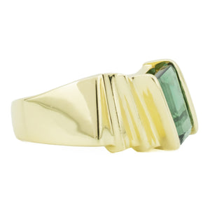 0.85ctw Emerald Cut Tourmaline Solitaire Ring in 14K Yellow Gold - Size 6.5