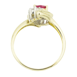 0.75ctw Oval Ruby & Diamond Accented Gemstone Ring in 14K Yellow Gold - Size 7