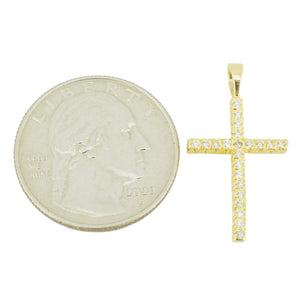 0.25ctw Diamond Accented Cross Pendant in 14K Yellow Gold - Chain Not Included