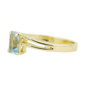 0.35ctw Emerald Cut Aquamarine Solitaire Gemstone Ring in 14K Yellow Gold - Size 6.75