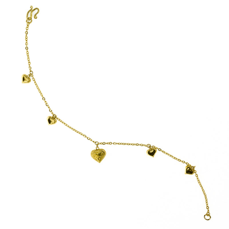 14K/18K Yellow Gold Multi Gemstone w/ Beaded Accents Slide Charm 7.5" Bracelet