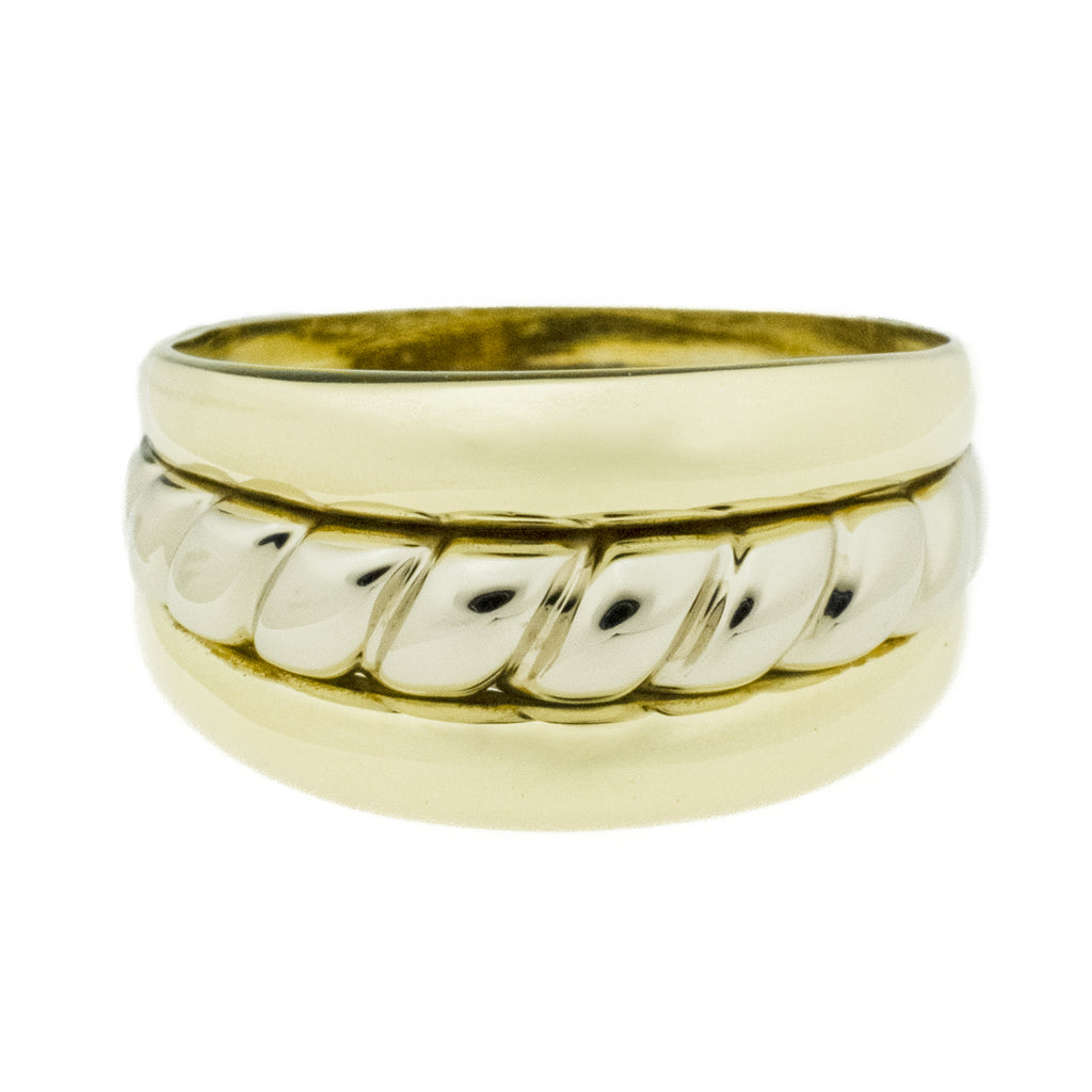 Gold Twist Ring in 14K Two Tone Gold - Size 8