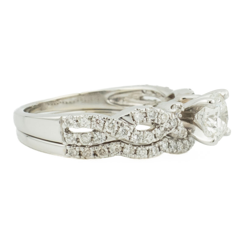 0.50ctw Round Diamond and Accented Bridal Wedding Set in 14K White Gold - Size 5