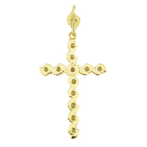 0.91ctw Diamond Accented Religious Cross Pendant in 14K Yellow Gold