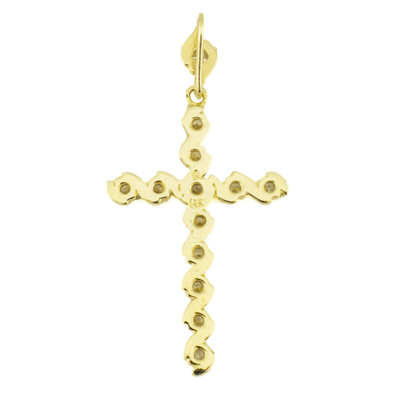 0.91ctw Diamond Accented Religious Cross Pendant in 14K Yellow Gold