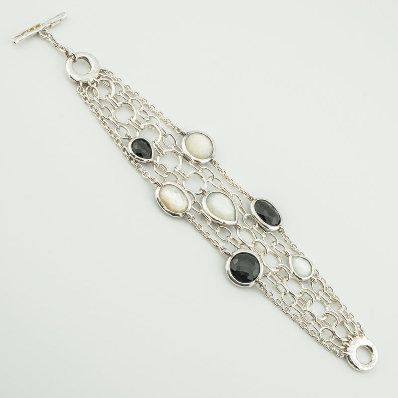 Ippolita Blue, Black and White Stone 6.5" Bracelet in Sterling Silver