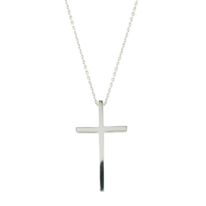 Gold Cross Pendant on 19" Cable Chain Necklace in 18K White Gold - 8.5 Grans