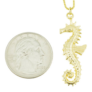 Gold Seahorse Pendant on 16" Curb Chain in 14K Yellow Gold -5.9 Grams