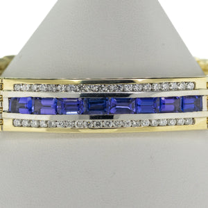 Tanzanite and Diamond Gent's Bracelet in 14K Yellow Gold