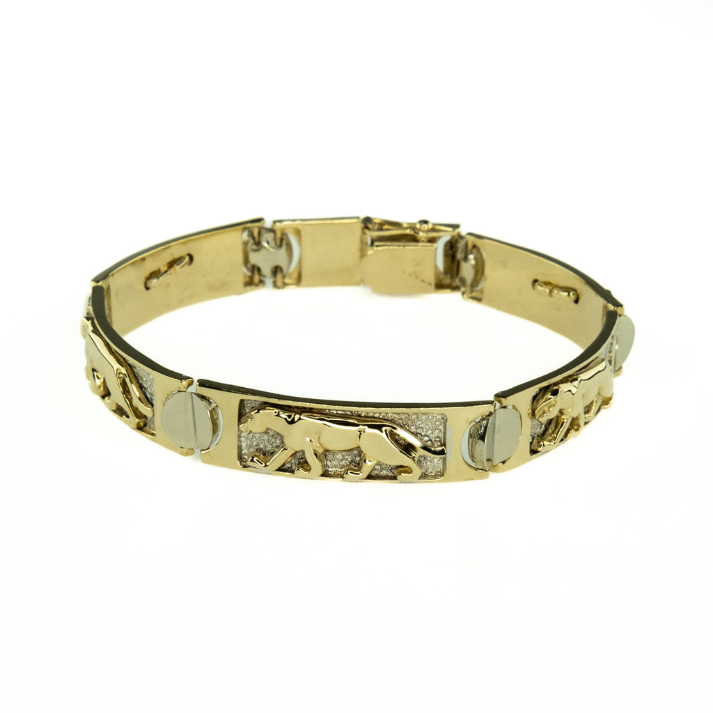 8.5mm Panther 6.5" Link Bracelet in 14K Two Tone Gold