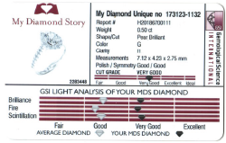 GSI 0.50ctw Pear Cut Diamond and 0.75ctw Diamond Accented Engagement Ring 14K White Gold - Size 7